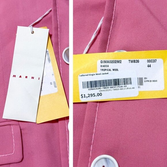 Marni Pink Tailored virgin wool jacket, Size 44 Italy, New with tag - Picture 5 of 16